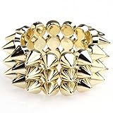 ILOVEDIY Gold Chunky Statement Gothic Punk Studs Spike Rivets Elastic Stretch Wrap Bracelet for Men Women