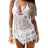EFINNY Women Lace Floral Crochet Beachwear Bikini Swimsuit Cover up