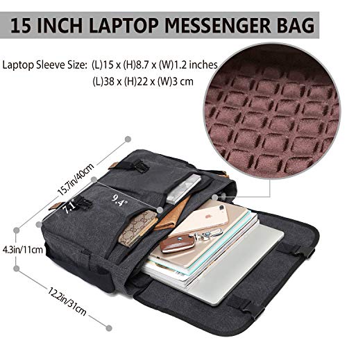 Vonxury Mens Messenger Bag Vintage Canvas 15 inch Laptop Bag Large Satchel Bag