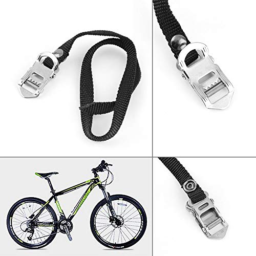Lovelystar Cycle Toe Straps, 1 Pair MTB BMX Bike Cycling Pedal Nylon Straps Clips Replacement Black Pedal Toe Straps New Brand Durable