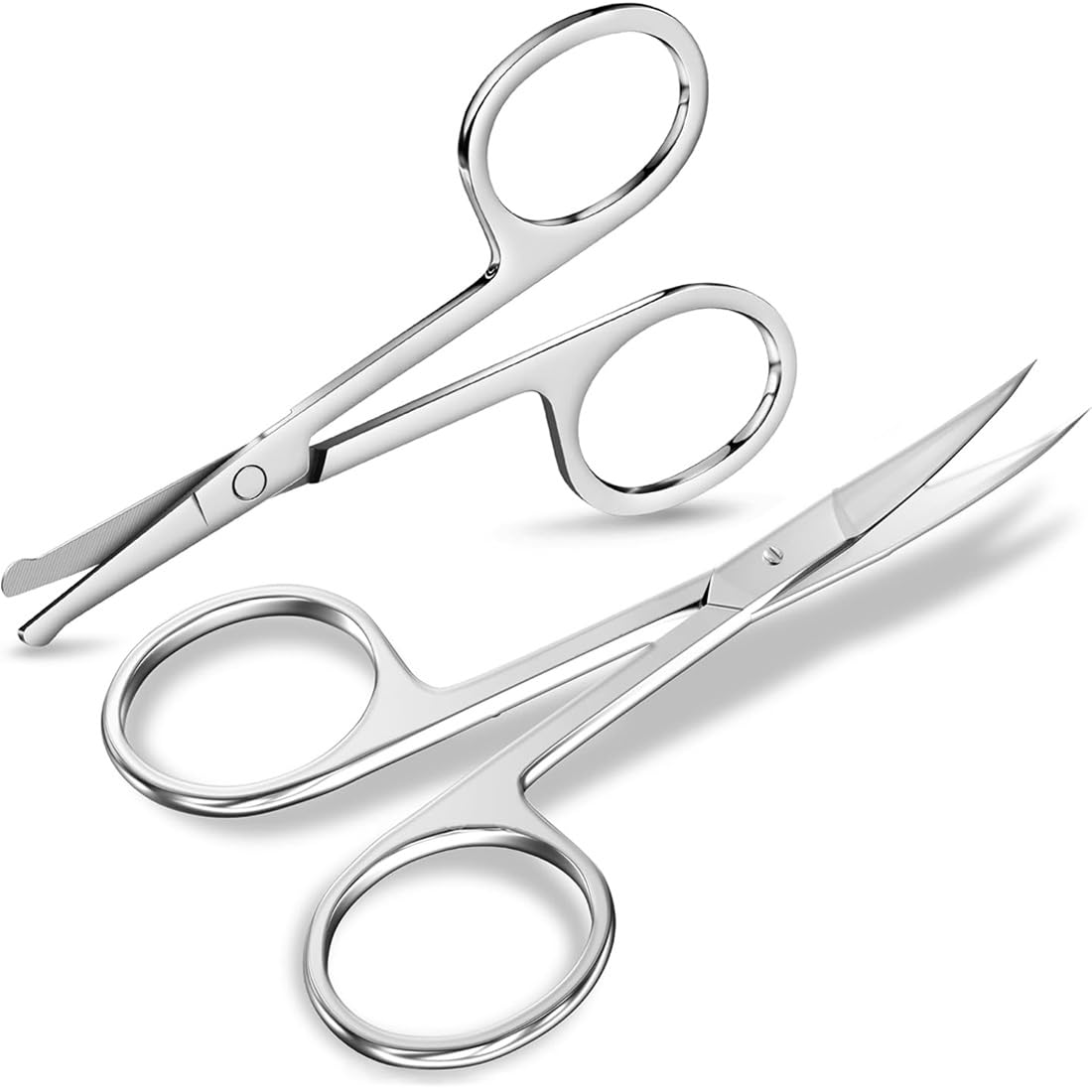 2pcs Manicure Scissors, Professional Scissors for Nails, Extra Sharp Curved Nails, Stainless Steel Scissors for Cuticle, Curves, Carbon Steel, for Cutting Cuticles, Trimming Eyebrows, Nails