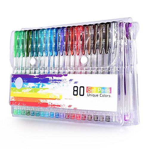 Dailyart 80 Glitter Gel Pens Set,80-Piece Unique Color Glitter Pens, Rare Colors Perfect for Adult Coloring Books, Journals, Drawing, Painting and Writing