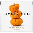 Simply Gum | Pumpkin Spice | Plant- Based Chewing Gum | Pack of Six (90 Pieces Total) | Synthetic Free + Aspartame Free + non GMO
