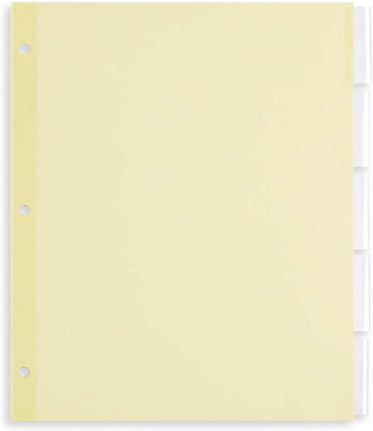 Blue Summit Supplies 5-Tab Binder Dividers, Manila Paper with Insertable Clear Plastic Tabs, Reinforced 3 Ring Dividers with Perforated Paper Tab Inserts, 24 Sets