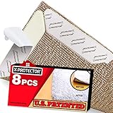 X-Protector Rug Grippers Best 8 pcs Anti Curling Rug Gripper. Keeps Your Rug in Place & Makes Corners Flat. Premium Carpet Gripper with Renewable Gripper Tape -Ideal Anti Slip Rug Pad for Your Rugs