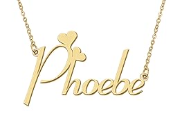 Aoloshow 18k Gold Plated Phoebe Heart Name Necklace