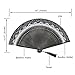 OMyTea Folding Hand Held Rave Bamboo Fan for Women - Chinese Japanese Spanish Lace Pattern Handheld Fan - for Wedding, Decoration, Performance, Dancing, Church, Party, Gifts (Black)