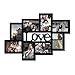 Adeco PF0550 8-Opening Black Wood Love Wall Hanging Photo Frame, 4 by 6