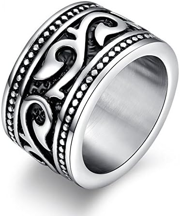 Asma Jewel House 14mm Big Cocktail-Ring Stainless Steel Retro Gothic Ring for Men