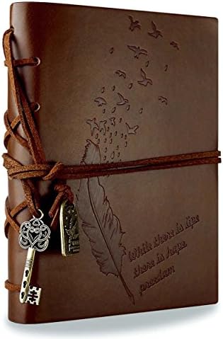 Foonii Keys and doors PU Leather Notebook Journal Handmade Vintage Diary Personalized Gift Traveler's Notebook, Classic Vintage Style - Brown