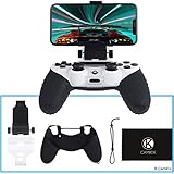 CamKix Compatible Phone Mount and Skin Replacement for PS4 Controller - Ideal for PS4 Remote Play/Mobile Gaming - Adjustable Viewing Angle and Grip
