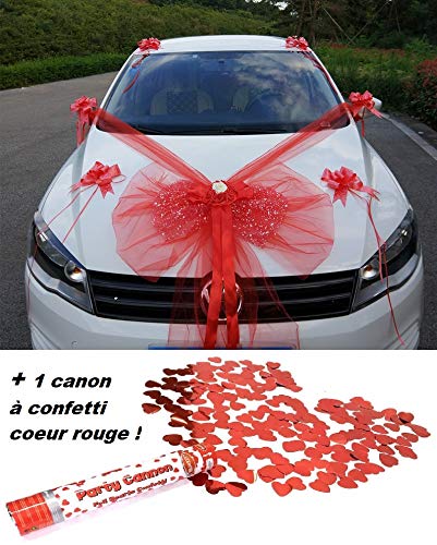 Kit Décoration Mariage Luxe Rouge Ecru 11 Pièces Noeud