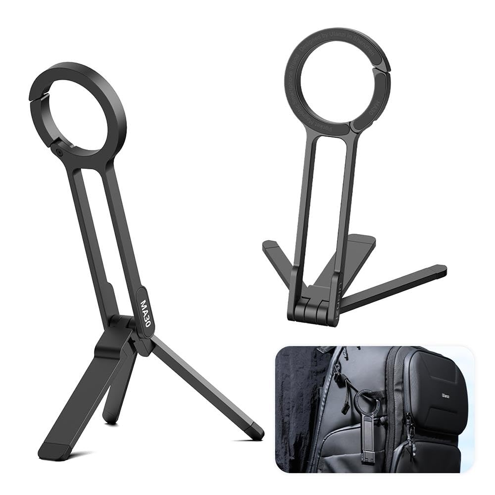 Ulanzi MA30 Mini Smartphone-Stativ magnetisch – Mag Safe Halterung – faltbar – tragbares Tischstativ – mit Karabiner – Schwarz 3
