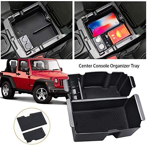 Adminitto88 Center Console Organizer Tray Accessories For Jeep Wrangler JL Car ，Interior Front Center Console Armrest Organizer Tray Storage Box Holder Container Glove Pallet Tray