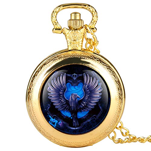 Mens Pocket Watch, Gold Eagle Pattern Pocket Watch for Boy, Arabic Digital Pocket Watches for Teenager