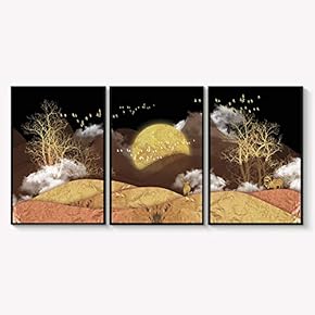 Framed Canvas Wall Art for Living Room, Bedroom Abstract Landscape Dream Place Canvas Prints for Home Decoration Ready to Hanging - 16"x24"x3 Panels