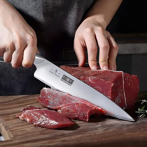 HOSHANHO 8PCS Kitchen Knife Set, Ultra Sharp Japanese Knife Sets with Block | Japanese High Carbon Super Steel Knife Block Set, Professional Chef Knife Set with Scissors, Ergonomic Handle, Ideal Gifts