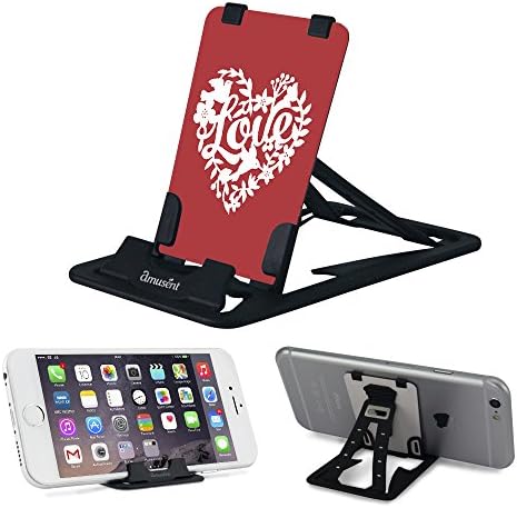 Slim-Pro Stand by Amusent-Ultra Slim Portable Phone Stand, Kickstand, Pocket Size-Foldable, Adjustable, Multi-Angle, Compatible w/iPhone, Smartphones & Tablets (Love 2)