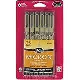Sakura Pigma 50038 Micron Blister Card Ink Pen Set, Black, 05 6CT