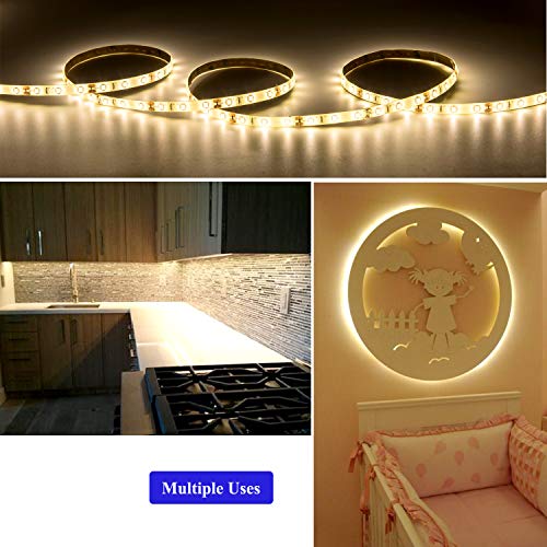 Flexible LED Strip Lights, 16.4ft 5M String Light, 12V Tape Lights, SMD 300LEDS 2835 LED Ribbon, Warm White, Non Waterproof, Under Cabinet Children's Rooms Hallway Staircase Corridor Collectable