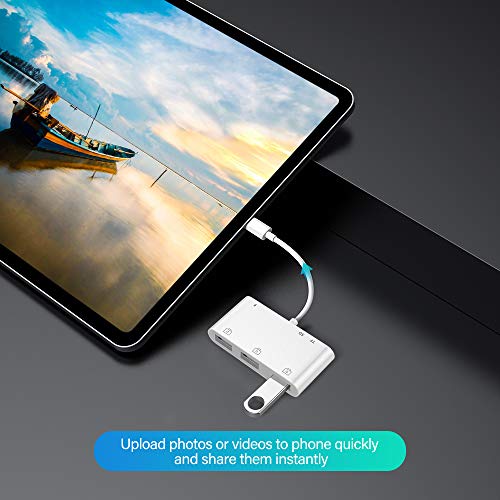 USB Camera Adapter, USB Adapter for iPhone iPad, 6 in 1 Lighting to OTG