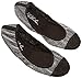 Sidekicks Foldable Ballet Flats with Carrying Case, Silver, Medium