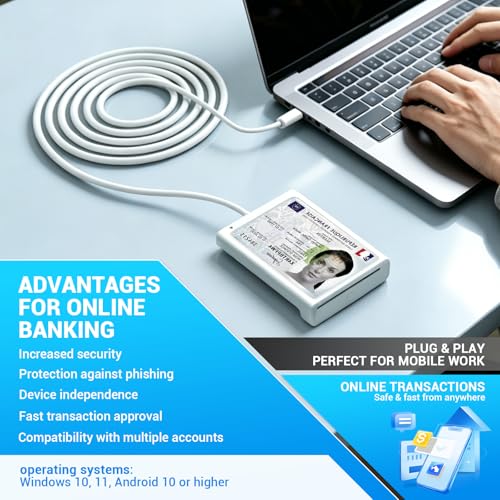 USB Card Reader with NFC, CIE USB Smart Card Reader with NFC, CAC Cards and Contactless Cards, Support Electronic Identity eID, Health Cards, Credit, SIM, Compatible DNI ID DNIe nPA