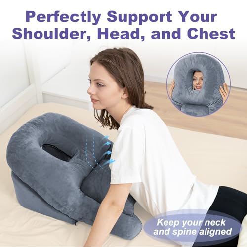 HOMCA Mouth Down Pillow After Eye, Sleep Pillow with Hole for Retina Detachment During Recovery, Massage Pillow, SPA Facial Pillow