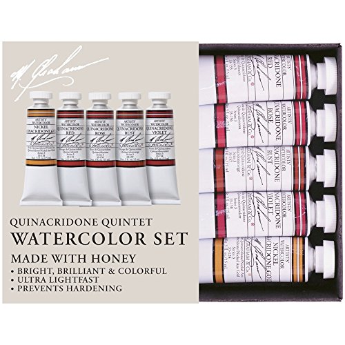 M. Graham 1/2-Ounce Tube Watercolor Paint Set, Quinacridone Quintet 5