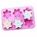 Tyoungg Pink Silicone Bath Bomb Mold Fizzies Christmas Snowflake Mold 6 Cavity