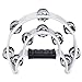 Flexzion Half Moon Musical Tambourine (White) Double Row Metal Jingles Hand Held Percussion Drum for Gift KTV Party Kids Toy with Ergonomic Handle Grip