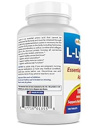 Best Naturals Lisina 1000 mg 180 tabletas – Doble Fuerza Lisina para gatos fría Sores