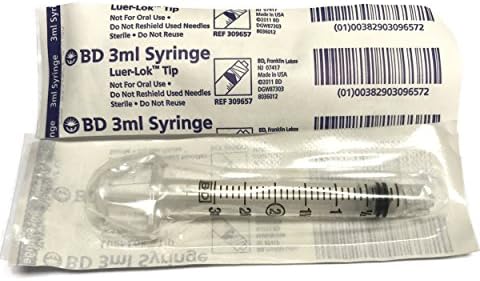 BD New STERILE, Sealed, Tuberculin 100-3 ML Syringes Only LUER LOK TIP, No Needle, Disposable (PACK OF 100)