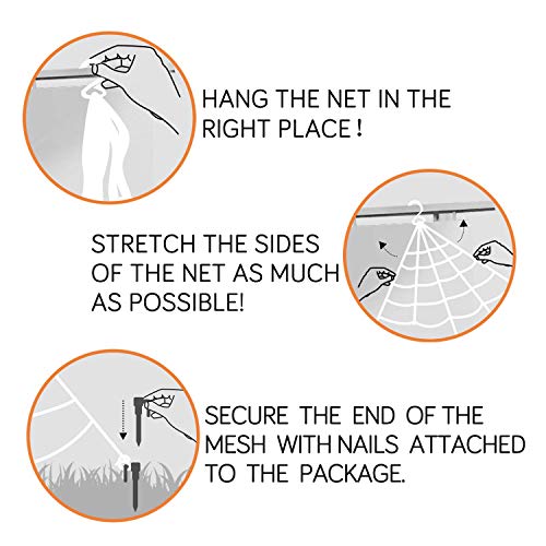 image for AOSKA 16 Feet Giant Spider Web with Super Stretch Cobweb Set with 2 Sm