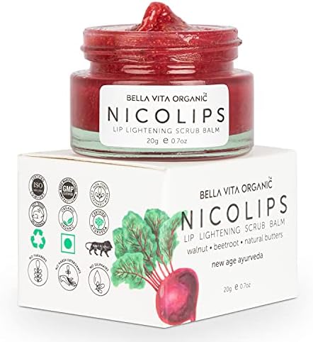 NicoLips Lip Scrub Balm Lightening and Brightening Dark Lips for Men and Women Dry Lips / Smoker / Chapped Lip & Lipstick Stains Removal Lipcare , 20 g