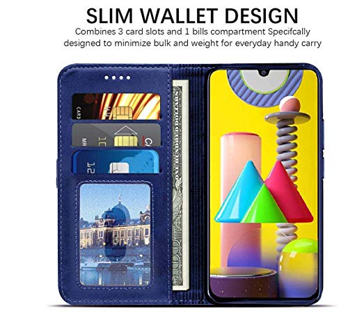 Pikkme Oneplus Nord Leather Flip Cover Wallet Case for Oneplus Nord (Blue)