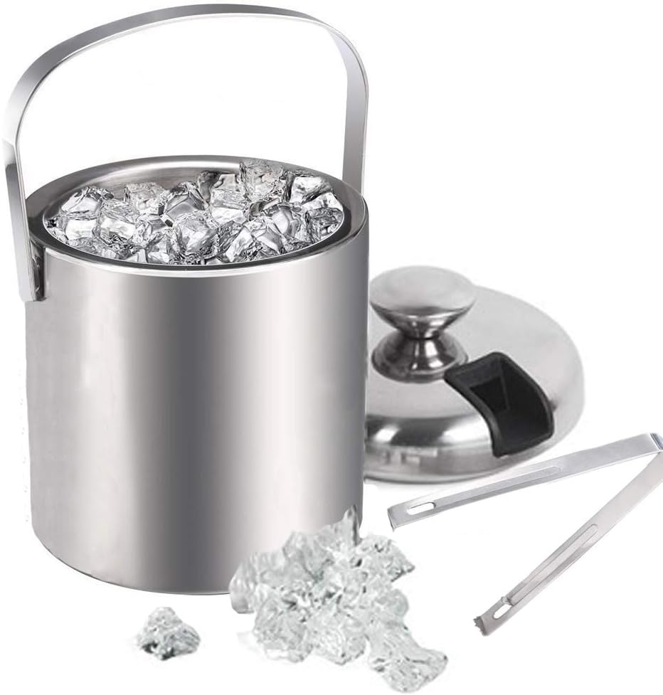 Bunao Premium Ice Bucket DoubleWalled Insulated Stainless Steel