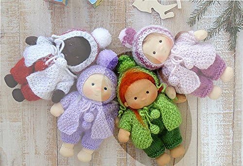 Cute Soft Waldorf Doll - 8” tall with embroidered face - 5 removable pieces of clothing - Girl with red-hair
