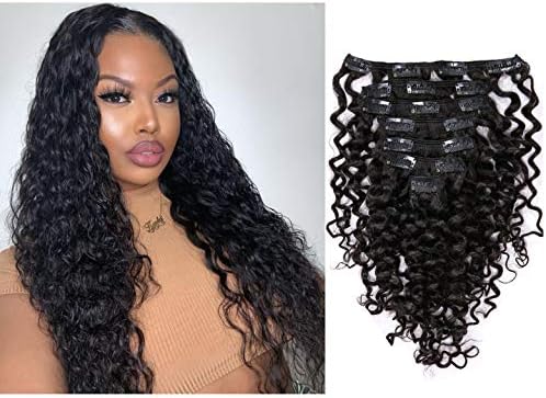 Water Wave Big Curly Clip In Remy Human Hair Extensions Real Thick