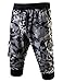 LETSQK Men's Camo Jogger Short Slim Fit Gym Workout Training Capri Trousers White L