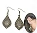 MJartoria Antique Teardrop Hook Dangle Earrings with Filigree Flower Pendant Lightweight Drop Earrings for Womens Hammered Earrings Indian Vintage Bohemian Jewelry