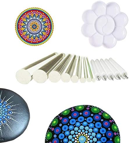 Muhuyi Mandala Dotting Tools for Painting Rocks Pen Dotting Tools-Mandala Double Sided Dotting Tools, Paint Tray, Acrylic Rods 14 Pcs
