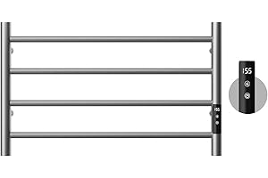 POPFLY Heated Towel Rack, Wall Mounted Electric Hot Towel Warmer, 4-Bar 304 Stainless Steel Small Heated Towel Warmer Rack for Bathroom with Timer and Temperature Control, Brushed