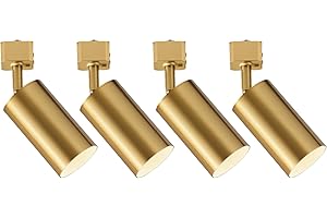 VANoopee GU10 Track Lighting Heads H Type Gold LED Track Light Heads Compatible with Halo Style System, MR16 GU10 Base Adapter Ceiling Spot Light Fixture Direction Adjustable, Pack of 4, No Bulbs