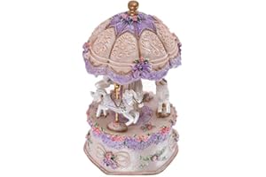 Musical Boxes, Luminous Rotating Music Box Carousel Horses Music Box Friendly Resin Material for Girls and Women Sister Daugh
