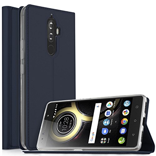 Lenovo K8 Plus case, KuGi Lenovo K8 Plus case, ultra-thin DD style PU Cover + TPU Back stand Case For Lenovo K8 Plus smartphone(Navy)