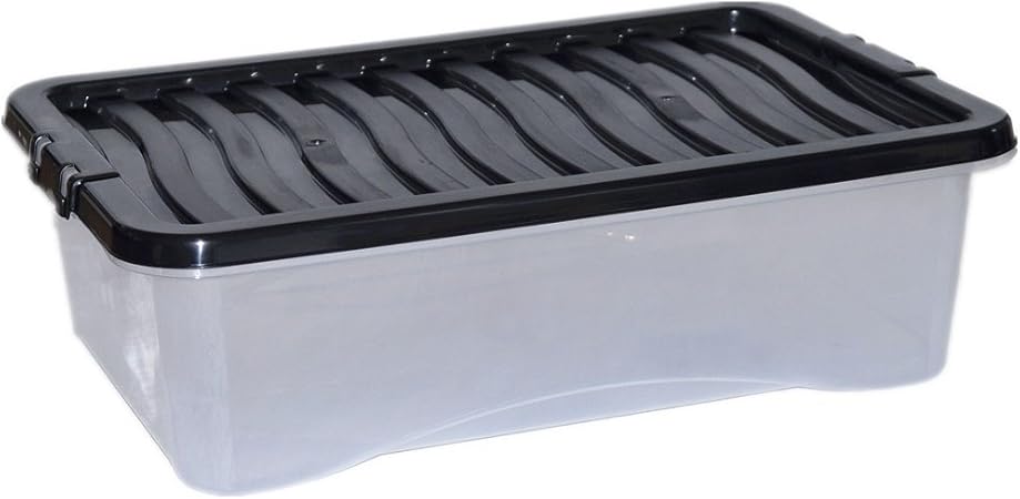 Plastic Storage Boxes Chest Under Bed Lid Drawer Organiser