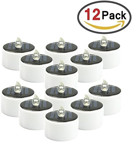 LED Candles Light/Lamp,Mingshop Solar Powered Waterproof Windproof Yellow Flicker ABS Decor for Room Dinner Party Lighting Yard Window Ourdoor (white 12 pack)