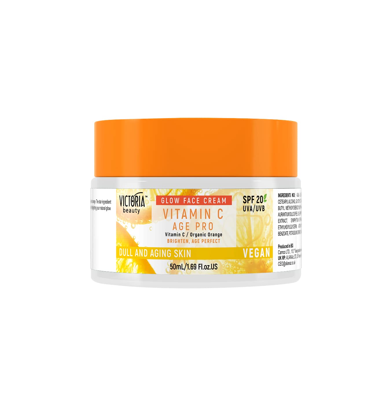 Victoria Beauty Vitamin C Face Cream with 20 SPF - Dark Spot Treatment - Vegan, 82% Natural
