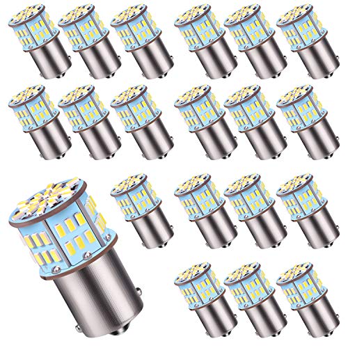 Aucan 12v Super Bright Low Power 20Pcs x 650 Lumens 1156 BA15S 7506 1141 1003 1073 54 SMD Led Light bulb Use for Back Up Reverse Lights,Brake Lights,Tail Lights,Rv lights 6000K Xenon White